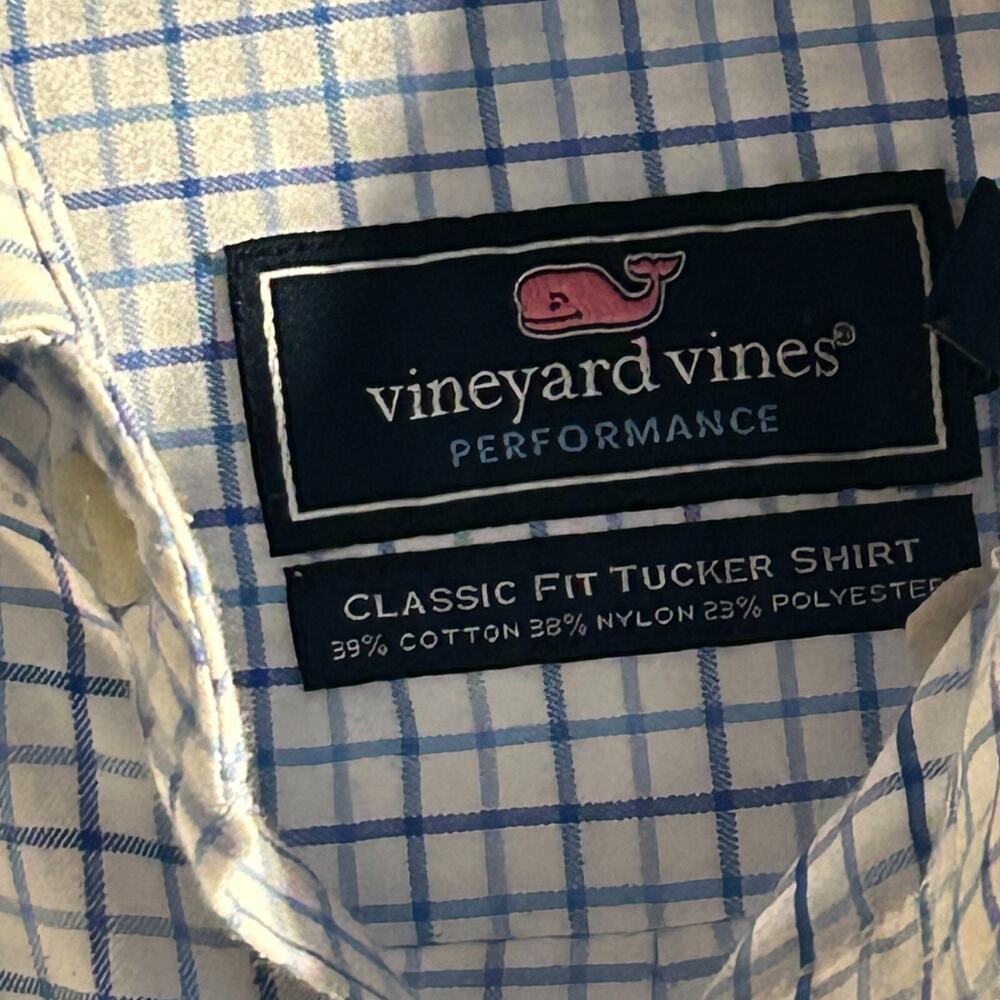 Mens Vineyard Vines Blue White Plaid Long Sleeve Button Up Shirt XS